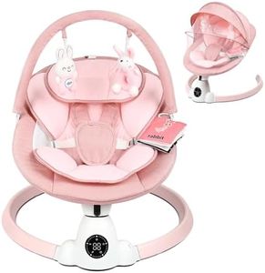 Baby Bouncer, Portable Electric Baby Swing with Bluetooth, 5 Swing Speed, 10 Lullabies, 5-Point Harness, Remote Control & Touch Panel - Bouncer from Birth for Indoor & Outdoor Use(Pink)