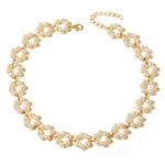 Shining Diva Fashion Latest Stylish Pearl Chain Pendant Choker Necklace for Women and Girls (14633np)