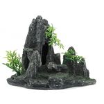 JIHAQUA Large Aquarium Decorations Rock Cave Landscape Artificial Mountain View Stone Fish Tank Decoration (Hill A)