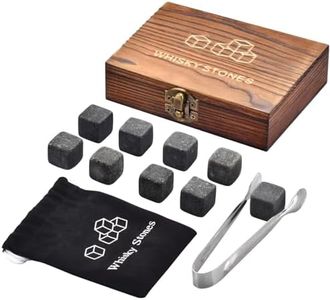 Whiskey Stones Gift Set – 9 Granite Whisky Rocks, Cool Bourbon Gifts for Men, Dad, Husband, or Boyfriend – Unique Anniversary, Birthday