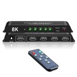 iArkPower HDMI 2.1 Switch 4K@120Hz 8K@60Hz HDMI Switcher 4 in 1 Out Support PS5, Xbox Series X, HDR10+, Dolby Vision Dolby Atmos