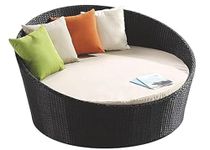 BRISHI Outdoor/Pool Side/Garden/Balcony/Porch/Backyard/Terrace/Patio/Beach/Sofa Sunbed Wicker and Rattan Daybed (Darkbrown/Cream)