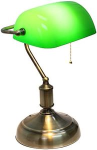 Simple Designs LT3216-GRN Executive Banker's Desk Lamp with Glass Shade, Green