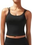 RUNNING GIRL Sports Bras for Women, High Impact Running Strappy Sports Bra Workout Crop Tops with Built in Bras(BX3031 Black L)