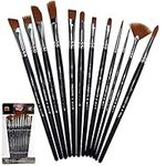 Crafts 4 All Paint Brushes 12 Set Professional Paint Brush Round Pointed Tip Nylon Hair Artist Acrylic Brush for Acrylic Watercolor Oil Painting