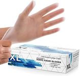 Powder Free Disposable Gloves X Large -100 Pack -Clear Vinyl Medical Exam Gloves