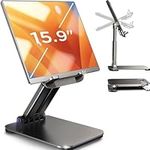 LISEN Tablet Stand for Desk, Adjustable iPad Stand Holder Portable Monitor Stand, iPad 10th Generation Accessories for Office Kindle iPad Pro 4-15.5"