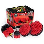 Stiff Bristle 4 Piece Drill Brush Nylon Cordless Drill Powered Spinning Brush Heavy Duty Scrubbing by Drillbrush