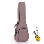 Longteam Linen Simple Ukulele Case 10mm Sponge Portable Waterproof Ukuleles bag Cover Uke gig bag with Accessory Storage Pocket (23 In Concert, Brown)