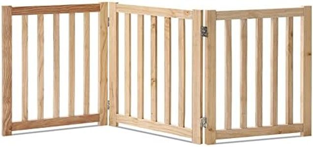 LZRS Solid Hard Wood Freestanding Pet Gate,Wooden Dog Gates for Doorways,Nature Wood Dog Gates for The House,Dog Gate for Stairs,Freestanding Indoor Gate Safety Fence，3 Panel 24"-Natural