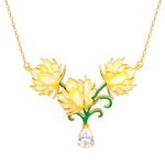 GIVA 925 Silver Bhumi Golden Bewitching brahma Kamal Necklace| Pendant to Gift Women & Girls | With Certificate of Authenticity and 925 Stamp | 6 Months Warranty*