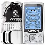 AUVON Dual Channel TENS EMS Unit 24 Modes Muscle Stimulator for Pain Relief, Rechargeable TENS Machine Massager with 12 Pads, ABS Pads Holder, USB Cable and Dust-Proof Storage Bag