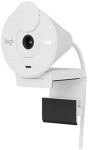 Logitech Brio 300 Full HD Webcam, obturador de privacidad, micrófono con reducción de ruido, USB-C, certificada Zoom, Microsoft Teams, Google Meet, corrección automática de luz, Streaming - Blanco