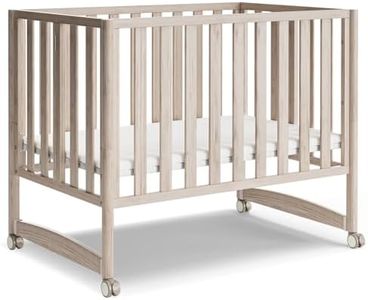 MAMAZING EvoNook 6-in-1 Convertible Mini Crib, 100% New Zealand Wood, 4 Adjustable Mattress Heights, Crib with Mattress,GREENGUARD Gold Certified, Washed Natural