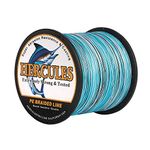 HERCULES Super Cast 500M 547 Yards Braided Fishing Line 50 LB Test for Saltwater Freshwater PE Braid Fish Lines Superline 8 Strands - Blue Camo, 50LB (22.7KG), 0.37MM