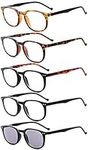 Eyekepper 5-Pack Spring Hinges80's Reading Glasses Includes Sunshine Readers +1.50