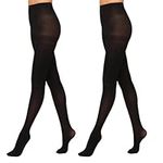 YAGAXI Semi Opaque Control Top Pantyhose for Women - 2 Pairs High Waist 40D Women's Tights(Black,S)