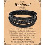 TEVOP Gifts for Husband, Engraved Leather Bracelet Husband Gifts for Him, Husband Birthday Gifts Christmas Gifts from Wife, Romantic Husband Valentines Day Gift