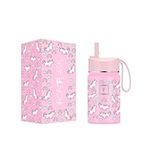 IRON °FLASK Kids Water Bottle - 10 Oz, Straw Lid, 20 Name Stickers, Vacuum Insulated Stainless Steel, Double Walled Tumbler Travel Cup, Thermo Mug, Metal Canteen (Stardust Unicorns)