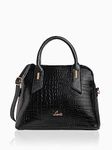 Lavie Glossy Croc Rumba Satchel For Women(Black)