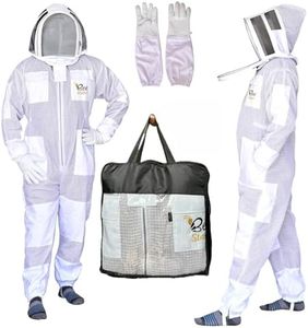 Bee Stars 3 Layer Bee Suit With Fencing Veil And One Pair Gloves Ventilated Sting Proof Beekeeping Suit For Beekeepers, White