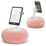 Supedesk Magnetic Phone Pillow Stand, Adjustable Phone Holder for Bed,Lap,Desk, Cozy Phone Pillow Holder with Bowl, Compatible with 3.5-11" Phones/E-Readers/Kindles, Pink