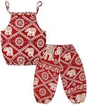 Baby Girls Boho Elephant Tops Harem Pants 2 Piece Outfits (Red, 120)