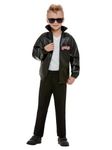 Smiffys Grease Kids T-Birds Jacket in Black, Officially Licensed, Features T-Birds Badge and Grease Logo on Front, Ideal for Matching Group Fancy Dress and Playful Music-Themed Events