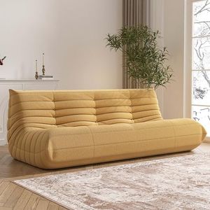 YVDNHP Big Bean Bag Chairs for Adults, 3 Seater Large Bean Bag Chair Sofa, Fireside Chair Lazy Sofa Chair with High Density Comfortable Foam, Modern Bean Bag for Living Room, Bedroom, Office (Yellow)