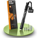 Bicycle Pump Mini Bike Pump - Aluminum Alloy Cycle Pump for Presta & Schrader Valve, Portable Lightweight Bike Tyre Pump Fast Tyre Inflation Mini Air Pump For Mountain Road Bike Ball Pump (Black 2)