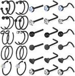 Defrsk 36Pcs Nose Rings for Women 20G Nose Piercing Jewellery for Women Nose Hoop Rings Gift for Women Girls