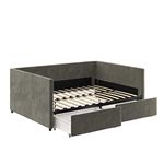 DHP Theo Daybed with Storage Drawers, Full, Gray Velvet