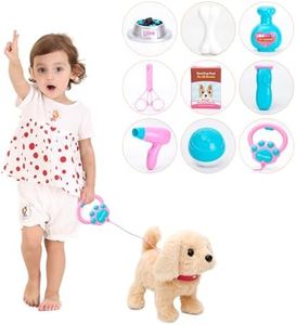 Monealpis Walking Dog Toy - Toddler Dog Toys for Girls Aged 2+, Singing, Barking, Talking Golden Retriever Plush Puppy with Leash, Interactive Dog Toy Playset Gift for Kids, Boys and Girls