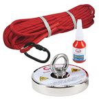 Brute Magnetics Magnet Fishing Bundle | 1200 lb Pull Force Single Sided Magnet | 4.72" Neodymium Rare Earth Magnet | 65 ft of 1/4" Heavy Duty Rope for Magnet Fishing, Carabiner, and Threadlocker