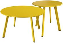Grand patio Round Patio Coffee Table 2PC Weather Resistant Nesting Tables Including One Large Side Table and One Small End Table, Yellow