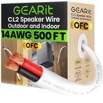 GEARit Speaker Wire 14 Gauge 500 ft, OFC Speaker Wire UL CL2 Rated, 14 AWG Copper Wire with Red/Black Color Coded, Speaker Cable for in-Wall Home Theater, School, Church & Commercial Audio(White)