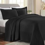 Superior Diamond Solitaire Jacquard Matelassé Cotton Bedspread with Matching Shams, King, Black