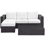 LexMod EEI-2178-EXP-WHI-SET 3-Piece Convene Outdoor Patio Sofa Set, Espresso White