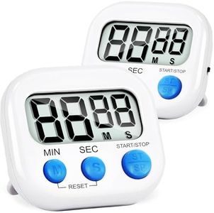 DOLAMOTY Digital Kitchen Timer - 2 Pack Magnetic Visual Countdown Timers with Loud Alarm, Count Up Stopwatch Clock for Cooking, Baking, Blind, Classroom, Bathroom, Study (Not Including Battery)