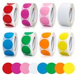 Coloured Dot Stickers Circle Sticker - 4000PCS Round Sticker Dots Set Color Coding Labels Sticky 1 Inch 2.5cm Self-Adhesive 8 Colors 8 Rolls for Office…