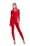 Kepblom Women's Long Sleeve Scoop Neck Unitard Spandex Bodysuit for Dance Gymnastic Costume