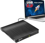 Gotega External DVD Drive, USB 3.0 Portable +/-RW, DVD Player for CD ROM Burner Compatible with Laptop Desktop PC Windows Linux OS Apple Mac Black