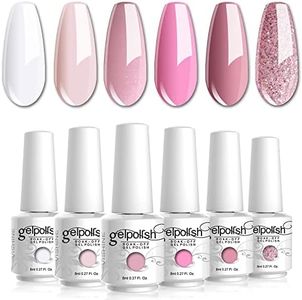 Vishine Gel Nail Polish Kit Set of 6 Color French Manicure White Pink Series UV LED Soak Off Gel 8ml Professional Nail Art Gift Set 8ml