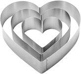 QEEYON 3PCS Heart Cookie Cutter Set, 4" 6" 8" Stainless Steel Sandwiches Cutter DIY Heart Cake Cutter Cake Molds Ring Set Mousse Mold Biscuit Cutter Valentines Cookie Cutters Pastry Cutters