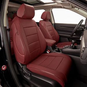 EKR CRV Seat Covers Custom Fit for Honda CRV 2017 2018 2019 2020 2021 2022,Leather Car Seat Cover Full Set for Trucks SUV,Waterproof Car Seat Cushion,Faux Leather (Burgundy)