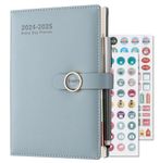 Diary Planner 2024-2025,Mid Year Diary 24 25 Day Per Page, Daily Planner with Colourful Monthly Tabs,Hourly Planner Appointment Diary,July 2024 to June 2025 with Pen,Stickers,Bookmarks (Sky Blue)