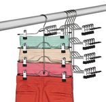 Zober Space Saving 4 Tier Skirt Hanger with Adjustable Clips (6 Pack) 4-on-1 Hanger, GAIN 50% More Space, Reliable Non Slip Grip, Durable Metal Pants Hanger Great for Slack, Trouser, Jeans, Towels Etc