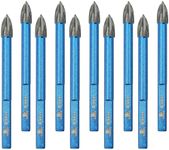 Masonry Drill Bit BRSCHNITT 1/4"*10pcs Carbide Tips Concrete Drill Bit Set for Pots Bottles Ceramic Tile Glass Brick Ceramic Triangle Shank