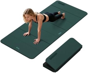 Foldable Yoga Mat Thick 10mm-WUWAN Extra Large Exercise mat, TPE Material, Non-Slip Fitness Folding Mats Easy to Carry For Home Workout Travel Pilates(74.8" x40",2/5") (green)