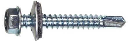 The Hillman Group 561048 12-14 X 1-1/2-Inch Hex Washer Head Neoprene Washer Self Drilling Screw, 200-Pack